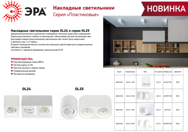 Светильник настенно-потолочный спот OL25-2 WH MR16/GU5.3, белый, поворотный лампа MR16 ( в комплект не входит)