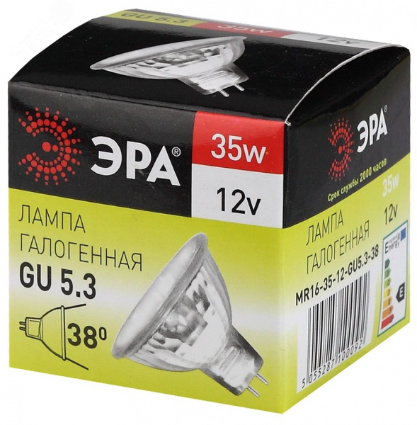 Лампа GU5.3-MR16-35W-12V-CL (галоген софит 35Вт нейтр GU5.3) (10/200/6000)