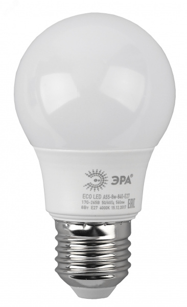 Лампа светодиодная LED 8 Вт 640Лм 4000К груша нейтральный E27 220-240В LED A55-8W-840-E27 Red Line