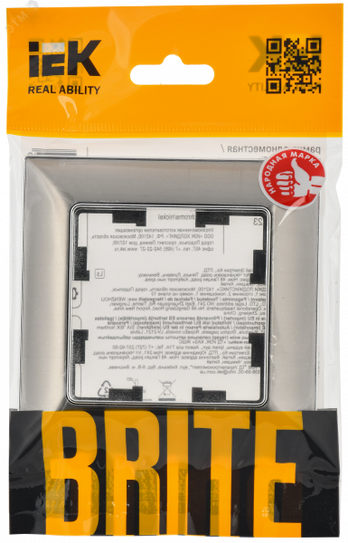 BRITE Рамка 1 пост РУ-1-Бр хром/никель IEK