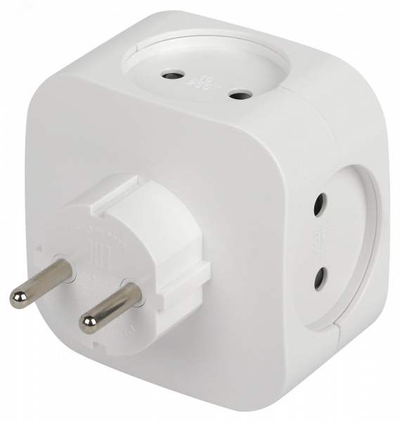 Разветвитель электрический SP-4-USB-W на 4 розетки + 2xUSB 2400mA, без заземл 10А (белый)