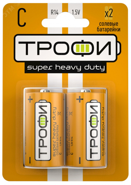 Батарейка Трофи R14-2BL SUPER HAEVY DUTY Zinc (12/96/7680)