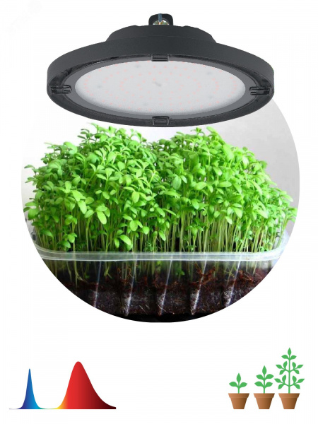 Фитопрожектор для растений светодиодный FITO-50W-RB-LED-UFO красно-синего спектра 50 Вт IP65