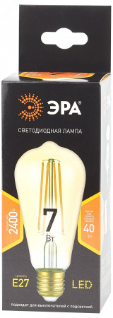 Лампа светодиодная декоративная LED 7 Вт 910Лм 2400К груша, филамент золотистый теплый E27 230В F-LED ST64-7W-824-E27 gold