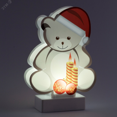 Светильник декоративный новогодний Мишка, холодный белый LED, h 24 см, 3хАА, IP20