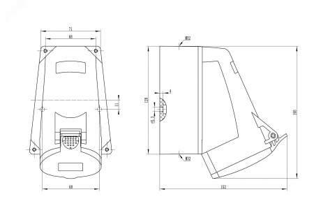 Розетка наружная IP44 32A 3P+E+N 400V