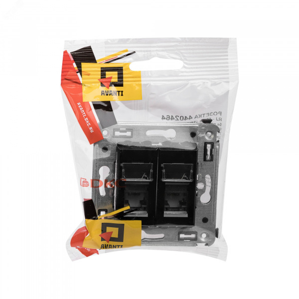 Avanti Розетка RJ-45 в стену, 5e двойная,Черный    квадрат