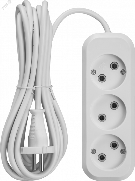 Удлинитель бытовой OPE-S-03-150-X-2x1 без заземления 3 розетки 1,5м ПВС 2х1 2200 Вт ОНЛАЙТ
