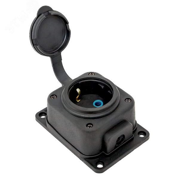 Роз. одномест. с защит. крышкой каучуковая 230В 2P+PE 16A IP44 DIY
