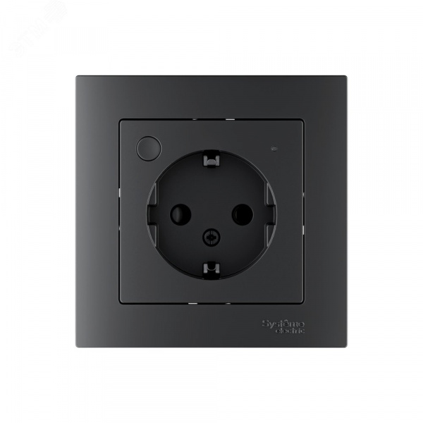 ATLASDESIGN SMART РОЗЕТКА с заземл., со шт., Zigbee, L+N, 16А, мех., КАРБОН