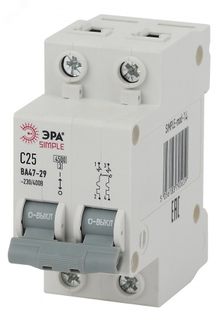Автоматический выключатель 2P 25А (C) 4,5кА ВА 47-29 (6/90/1800) SIMPLE-mod-14