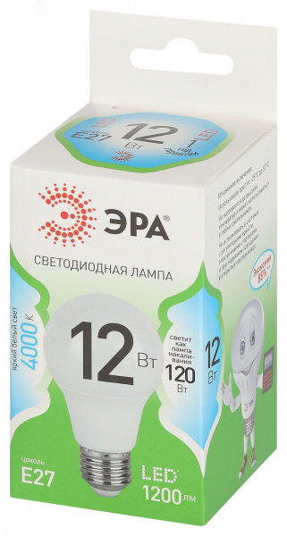 Лампа светодиодная LED 12 Вт 1200Лм 4000К груша нейтральный E27 220-240В LED A60-12W-840-E27 Green Line