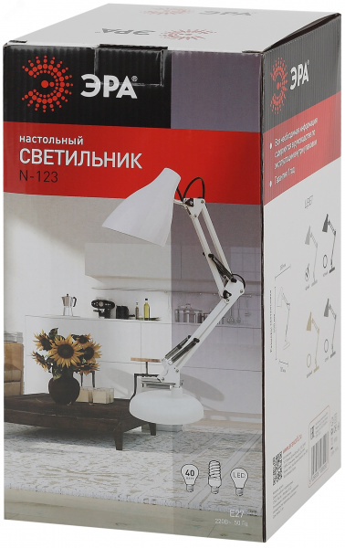 Светильник настольный N-123-Е27-40W-W белый
