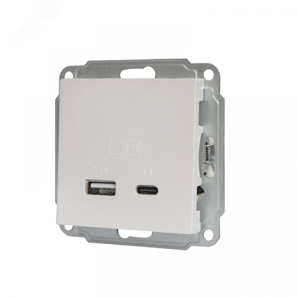 Розетка USB Афина A+С 2.4/4А, механизм  с/у, жемчуг (еврослот)