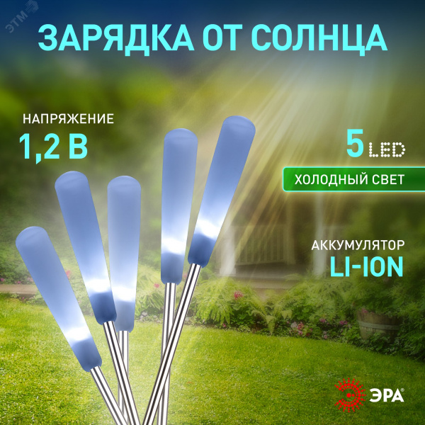 Светильник уличный Камыши на солнечной батарее садовый высота 60 см 5 шт. 5 LED ERASF23-13