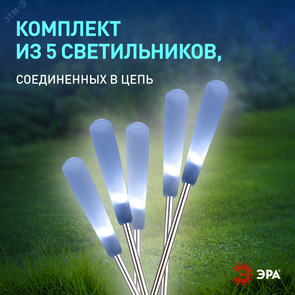 Светильник уличный Камыши на солнечной батарее садовый высота 60 см 5 шт. 5 LED ERASF23-13