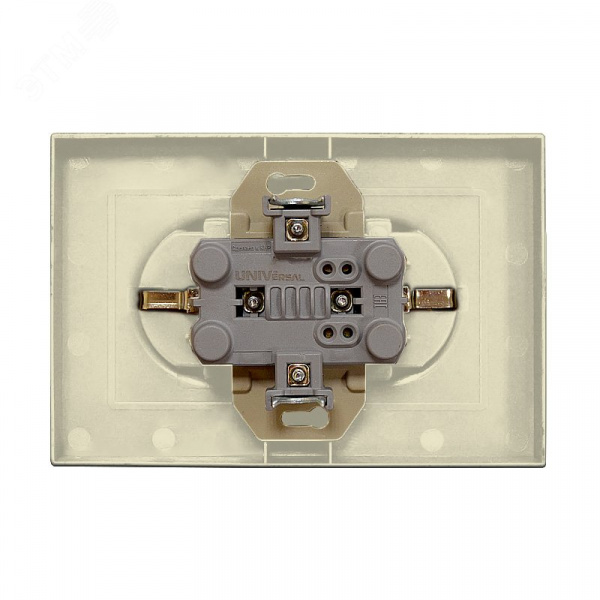 Розетка двухместная UNIVersal серия Афина с/з, с/у, 16А, 220В, слоновая кость (ivory) (еврослот), механизм