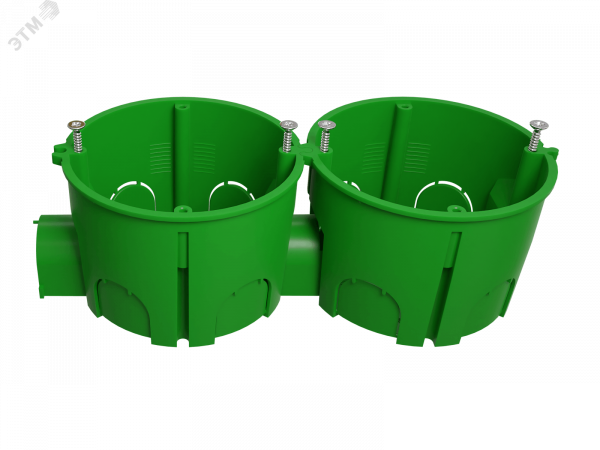 Коробка установочная KUTS1-68-45-green зеленая 68х45мм для твердых стен с саморезами, один стыковочный узел IP20