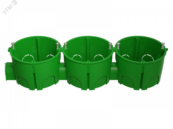 Коробка установочная KUTS1-68-45-green зеленая 68х45мм для твердых стен с саморезами, один стыковочный узел IP20