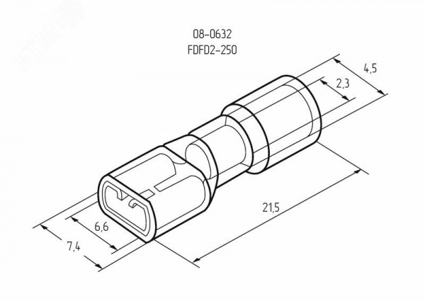Клемма плоская полностью изолир РППи-м 2.5-(6.3) РпИмп 2-250 гнездо 6.6 мм 1.5-2.5 кв мм, REXANT