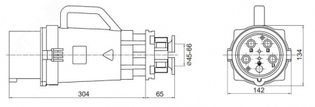 Вилка кабельная CP IP67 200A 3P+E+N 690В