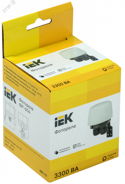 Фотореле ФР 604 максимальная нагрузка 3300ВА IP66 белый IEK