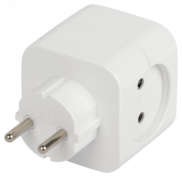 Разветвитель электрический SP-2-USB-W на 2 розетки + 2xUSB 2400mA, без заземл 10А (белый)