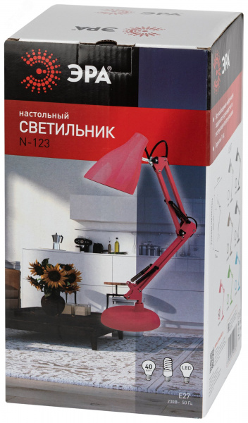 Настольный светильник N-123-E27-40W-P Е27 с основанием розовый