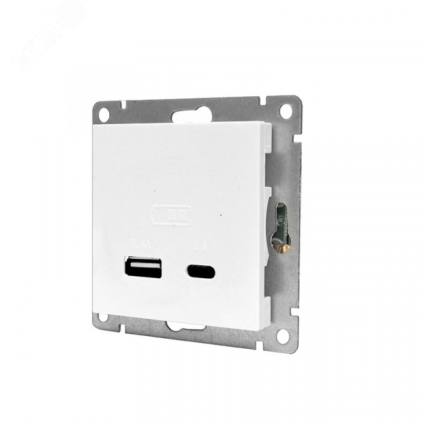 Розетка USB Афина A+С 2.4/4А механизм  с/у, белая (еврослот)