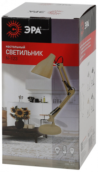 Светильник настольный N-123-Е27-40W-BG бежевый (12/96)