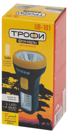Светодиодный фонарь Трофи UB-101 универсальный на батарейках 1Вт 1 SMD+4 LED 1хAA Элементы питания в комплект не входят