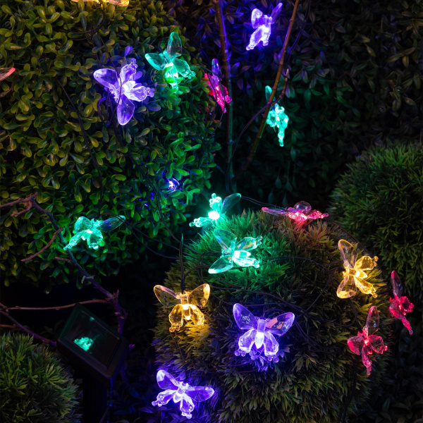 Садовая гирлянда на солнечной батарее Бабочки 20 LED 5,8 метра ERASF22-15 ЭРА