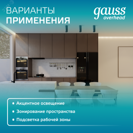 Светильник накладной ДБО под лампу 1хGU10 AC 220В Белый IP20 100х56х100мм Алюминий Basic Gauss