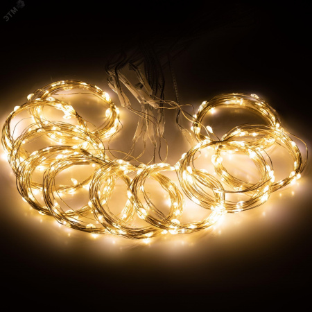Гирлянда Занавес с пультом, теплый белый, 300 LED, 3*3 м, с пультом, USB, 220 V, IP20 ЕGNIG - ZW