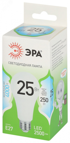 Лампа светодиодная LED 25 Вт 2500Лм 4000К груша нейтральный E27 220-240В LED A60-25W-840-E27 Green Line
