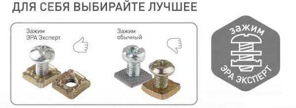 Розетка однофазная наружная (открытой установки) с заземлением без шторок белый 16А 250В IP20 винтовые клеммы 11-2203-01 Эра Эксперт
