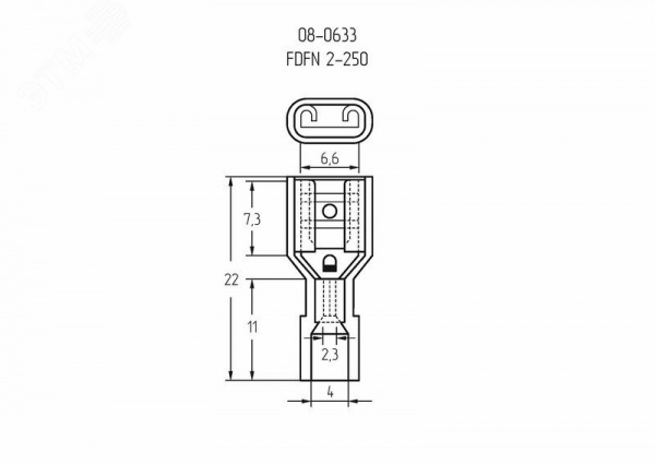 Клемма плоская полностью изолир в нейлоне РПи-м(н) 2.5-(6.3) РпИм-н 2-7-0,8 гнездо 6.6 мм, 1.5-2.5 к, REXANT