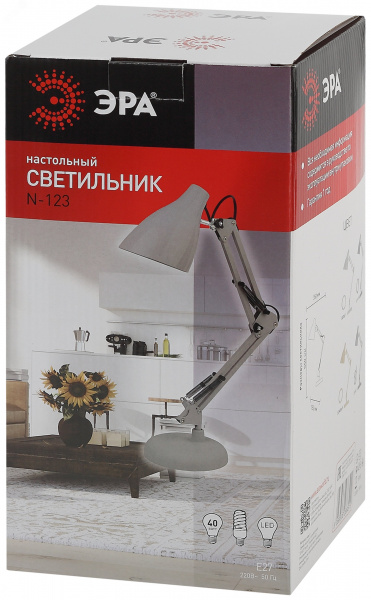 Светильник настольный N-123-Е27-40W-GY серый (