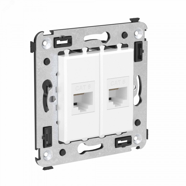 Avanti Компьютерная розетка RJ-45 без шторки в    стену, кат.6 двойная, Белое облако