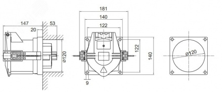 Розетка панельная PSS IP67 200A 3P+E+N 690В