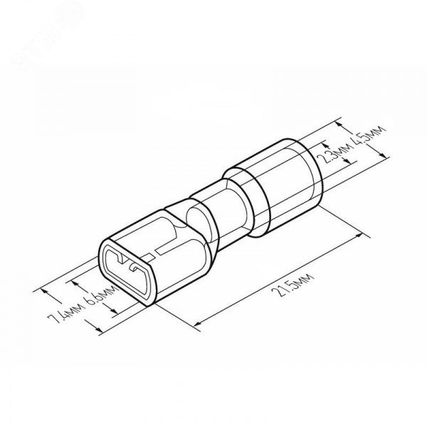 Клемма плоская полностью изолир термоусаживаемая РПи-м-т 2.5-(6.3) РпИм-т 2-7-0,8 гнездо 6.6 мм 1.5-, REXANT