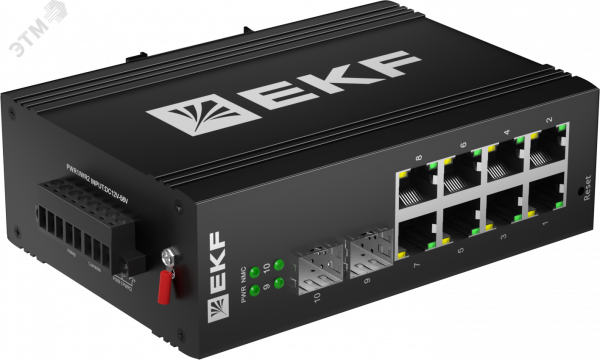 Коммутатор промышленный управляемый уровня L2 TSX-ML2-2GH/SFP-8GT, 2 порта 2.5G Base-X SFP, 8 портов 10/100/1000Base-T(X) RJ45, монтаж на динрейку TSX EKF