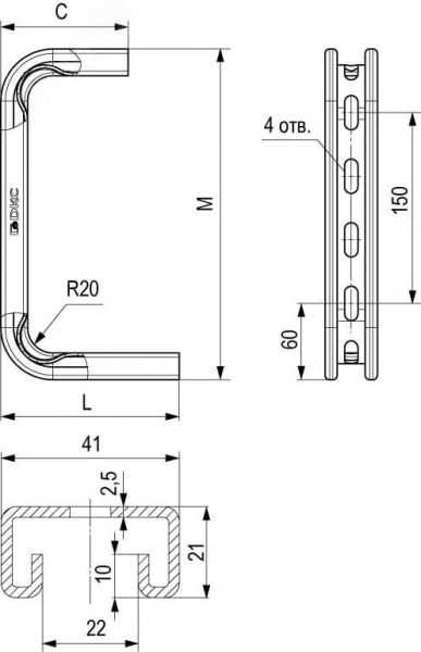 Трансформатор тока CT165 1000A, класс 0.2S, 10ВА