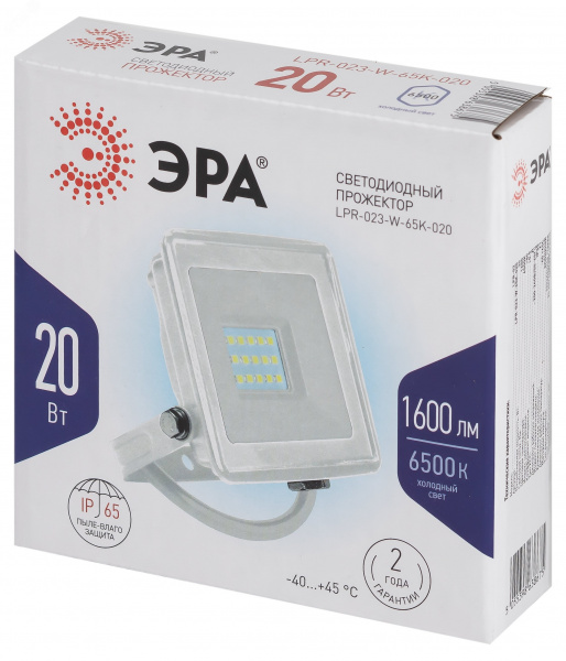 Прожектор светодиодный ДО-20Вт 6500К 1600Лм IP65 белый 20w холодный 200-240В LPR-023-W-65K-020