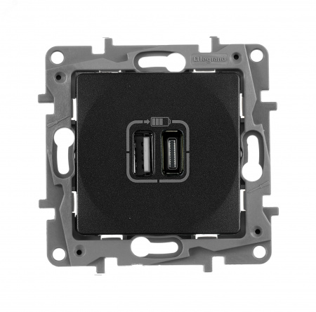 Розетка USB A+C 15Вт антрацит ETIKA