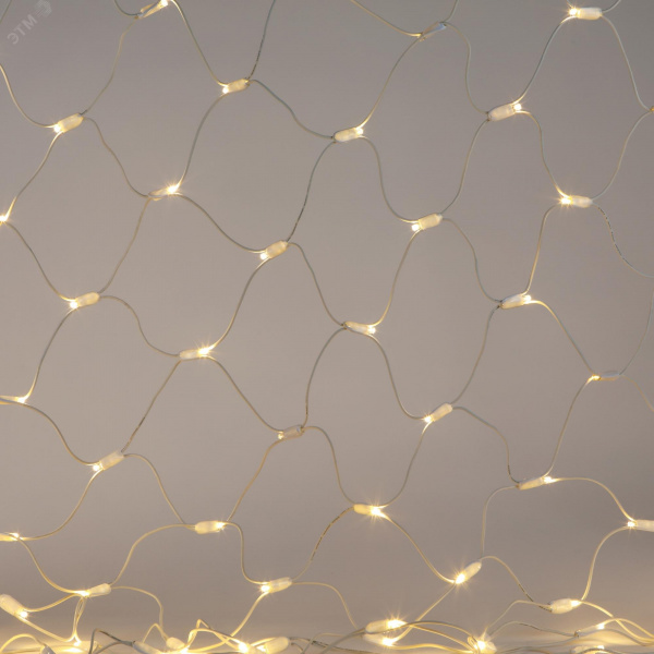 Светодиодная новогодняя гирлянда ERAPS-SKW1 сеть 2x3 м тёплый белый свет 300 LED белый кауч.