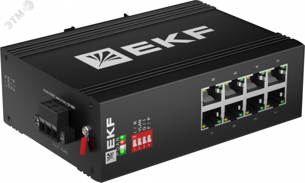Коммутатор промышленный неуправляемый U-8GTP, 8 портов 10/100/1000Base-T(X) RJ45 c PoE, монтаж на динрейку TSX EKF