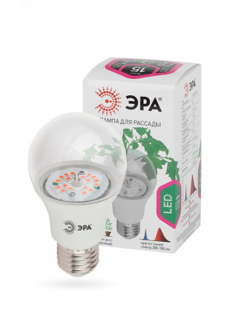 Лампа светодиодная лампа для рассады тип А60, 10 Вт, 220-240V FITO-10W-RB-E27-K