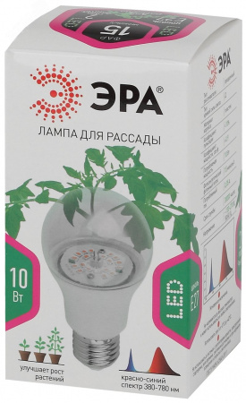 Лампа светодиодная лампа для рассады тип А60, 10 Вт, 220-240V FITO-10W-RB-E27-K