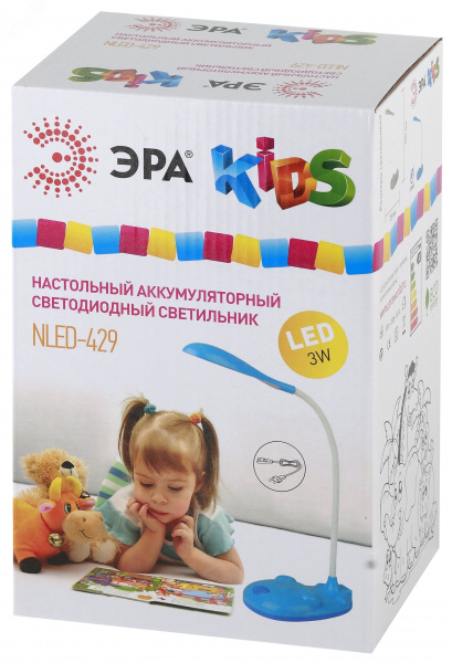 Светильник настольный светодиодный аккумуляторный синий NLED-429-3W-BU ЭРА